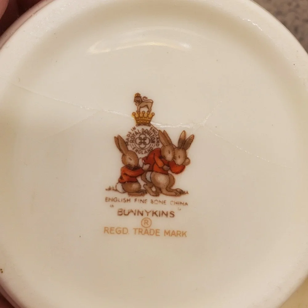 5 PC Vtg Royal Doulton Child's Bunnykins 3 Plates Birthday Spaceship TV Bowl Mug